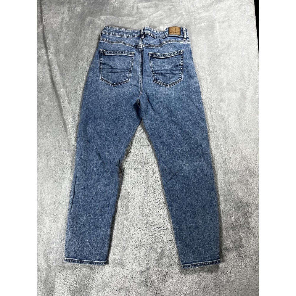 New American Eagle Jeans Women 10 Blue Distressed Highest Rise Mom Jean - Picture 12 of 14